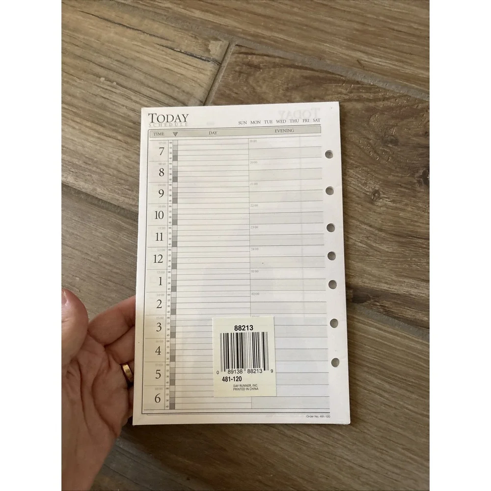 Day Runner Daily Planning Pages Non-Dated 5.5x8.5 Fits 3-7 Ring Planners 88213
